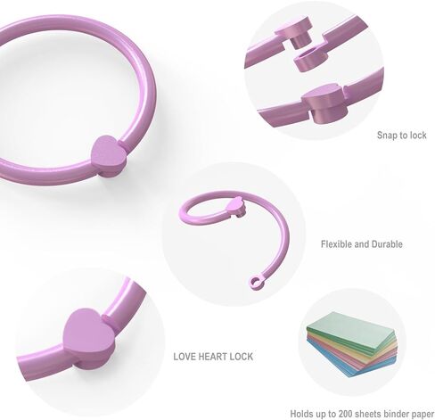 حلقات مجلد مقاس 2.54 سم، 100 حزمة حلقات بلاستيكية فضفاضة لأوراق الشجر لبطاقة الفهرس، حلقات كتب ملونة مرنة من الكريستال للمدرسة، المنزل، مكتب العمل in Kuwait