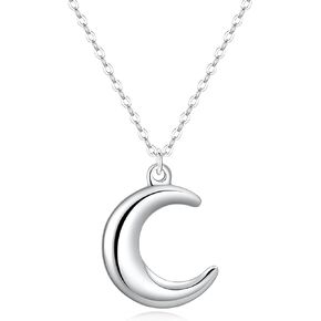 Rnivida Moon Pendant Necklace for Women Stainless Steel Crescent Moon Pendant Necklace Dainty Jewelry with Adjustable Chain 18''
