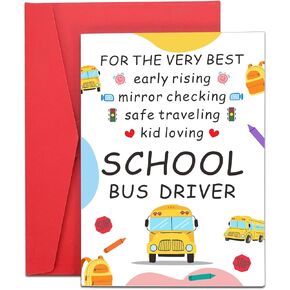 School Bus Driver Appreciation Card Gifts Thank You Card for School Bus Drivers Bus Aide Appreciation Gifts End of Year Bus Driver Gifts School Bus Driver Retirement Valentines Day Christmas Gift