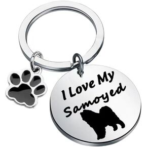 Hibetek Samoyed Keychain Gift key chain for pets with claw print Keychain