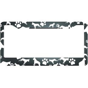 HOSNYE Boxer Dog Silhouette Paw Print License Plate Frame Dog Lovers Metal License Plate Cover Front Plates Frames Car Tag Frame for Women Men US Vehicles Standard