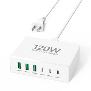 165W USB C Charging Station Hub, 6 Port PD GaN Fast Wall Charger Block Type C Laptop Power Adapter Charger Cube Brick for MacBook Pro/Air,iPad Pro,iPhone16 15 14 13 12, AirPods4，watch10 ultra2