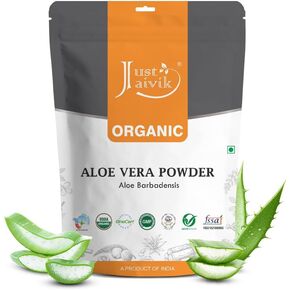 Just Jaivik 100% Organic Aloe Vera Powder - 227g /0.5 LB USDA Organic Certified (Aloe Barbadensis) for