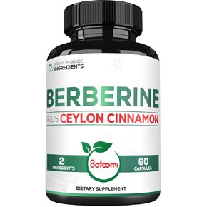 1500mg Berberine with Ceylon Cinnamon Supplement - Extra Strength for Immune System, Digestive Health, Body Management & Energy Production - 60 Capsules - Gluten-Free, Non-GMO