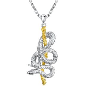 Snake Necklace for Men Stainless Steel Snake Wrap Pendant Snake Jewelry Gift for Boyfriend Husband