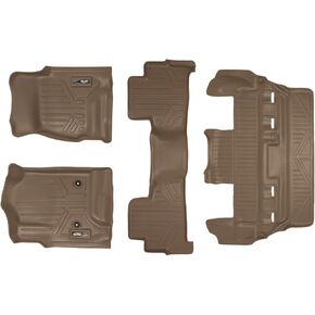 SMARTLINER Custom Fit Floor Mats 3 Row Liner Set Tan Compatible with 2015-2020 Chevrolet Tahoe/GMC Yukon