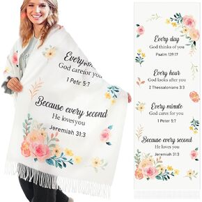 Prayer Shawl for Women Christian Prayer Scarf Floral Scripture Scarfs Tassels Soft Scarves Wraps Inspirational Bible Scarf for Women Church Birthday Holiday Christmas Religious Gifts