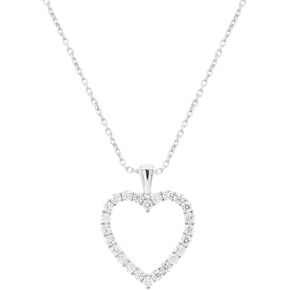 Lab Grown Diamond Heart Necklace 1/4 cttw F-G Color, VS2-SI1 Clarity Sterling Silver or 14kt Yellow Gold Plated Silver -18 Inch Chain
