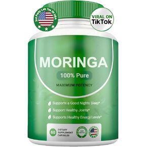 Moringa Powder Capsules - 800mg of Pure Nutrient-Rich Moringa Powder - A Natural Green Antioxidant Superfood - Supports Energy, Gut Health+Essential Vitamins & Amino Acids