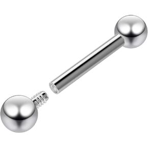 16g Internally Threaded Straight Barbell Surgical Stainless Steel Balls Gauge Piercing Jewelry 3mm