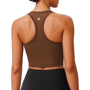 PINSPARK Sports Bra Longline Racerback Tank Tops for Women Padded Workout Yoga Top