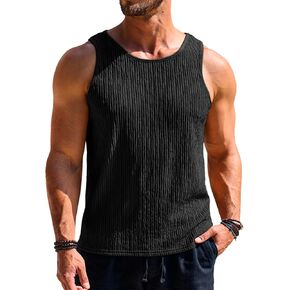 Beotyshow Men's Ribbed Tank Tops Knit Sleeveless Casual Tee Muscle Basic T Shirts