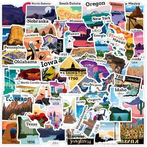 50Pcs Sunny California State Travel Stickers Love California Stickers USA-Themed Stickers America Adventure Stickers for Scrapbooks Journals Laptops Waterproof Vinyl Stickers for Kids Teens Adults