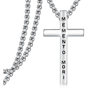 Mori Memento Necklace Sterling Silver Memento Mori Jewelry for Men Women 22+2 Inch Chain