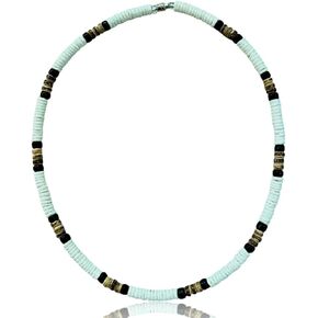 قلادة Native Treasure للرجال والنساء على شكل شاطئ صيفي استوائي من الفلبين، قذائف تابوت بيضاء، خرز كوكو أسود وبني
