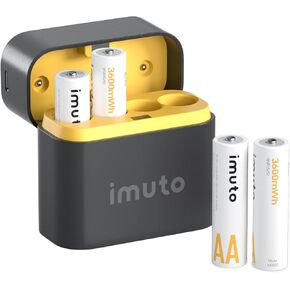 imuto Rechargeable Lithium AA Batteries with Fast Charger, 8 Pack 3600mWh Long Lasting Double A Batteries, 1.5V Constant Output AA Li-ion Batteries, Recharge up to 1200x Times