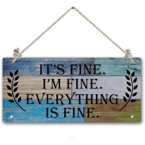 علامة خشبية على ما يرام، أنا بخير، كل شيء على ما يرام، مقاس 12 × 6 بوصة، ديكور جدران، ديكور منزلي، لوحة خشبية، علامة معلقة in Kuwait