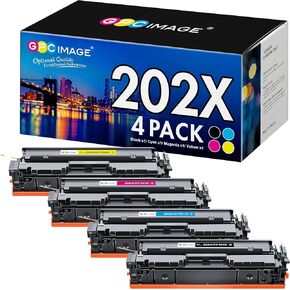 GPC Image Compatible 202X Toner Cartridge Replacement for HP 202X 202A CF500X CF500A to use with Laserjet Pro MFP M281fdw M254dw M281cdw M281 M281dw M280nw Toner Printer (1B 1C 1M 1Y, 4 Pack)