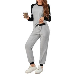 IFFEI Lounge Sets for Women Casual Pajama Sets Long Sleeve Pullover Tops and Jogger Sweatpants Two Piece Pj Loungewear