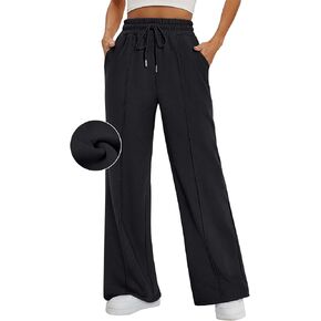 Womens Wide Leg Sweatpants Flare High Waisted Baggy Pants Drawstring Athletic Joggers Fashion Winter Outfits