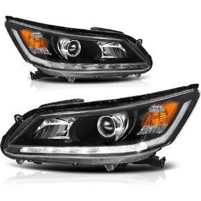 Headlight Assembly Fit for 2013-2015 13-15 13 14 15 Honda Accord OE (Black Housing Amber Reflector)