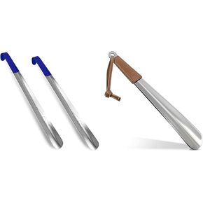 Charmount Metal Shoe Horn, 12" Long Shoe Horns and 16.5" Long Handled Shoe Horn for Seniors, Men, Women, Kids, Shoe Spoon/Boot Horn