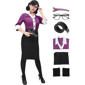 C-ZOFEK Miss Pauling Cosplay Costume Full Set Purple Dress Suit Outfits for Women