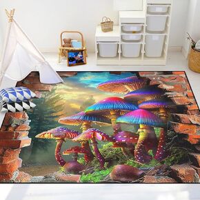 Mushroom Rug - Mushroom Rugs for Bedroom Cartoon Mushroom Rug for Kids Room Mushroom Carpet Rug for Dinging Living Room Floor Mat with Mushroom Printed, 2.5x4 Feet