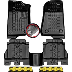 Anti-Slip 3D Pink Car Floor Mats 5Pcs Custom Fit 2018-2025 Jeep Wrangler JL Unlimited | Rubber All-Weather Floor Liners w/Weather Strips | Car Carpet for Winter, Ski, Hunting, Camping