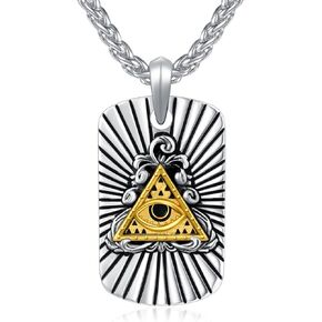 Evil Eye Necklace for Men Sterling Silver Evil Eye Pendant Protection Necklace Punk Cool Necklaces