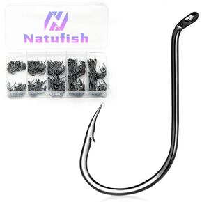 Octopus Hooks Saltwater Kit Barbed Beak Fishing Hooks Offset/Upturned Eye/High Carbon Steel for Fishing Rigs Catfish 250pcs/100pcs in Kuwait