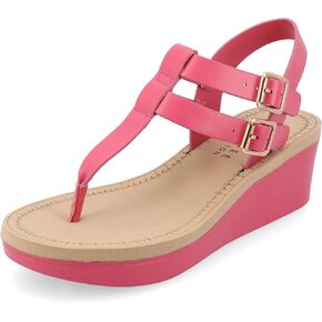 Journee Womens Strappy Platform Flip Flop Buckle Ankle Strap Bianca Tru Comfort Wedge Heel Sandal