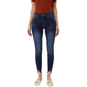 Kan Can Jeans Alyssa High-Rise Dark Wash Distressed Ankle Skinny Jeans (7/27)