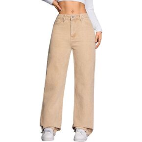 Women’s Casual Jeans Mid Waisted Straight Leg Loose Lightweight Tummy Control Trendy Jeans for Women