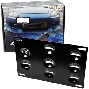iJDMTOY No Drill Front Bumper Tow Hook License Plate Mounting Bracket Adapter Kit Compatible with Honda S2000 AP1 AP2, 06-08 Honda FIT