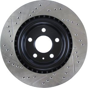 StopTech 127.33137L Sport Rear Left Drilled/Slotted Disc Brake Rotor - Fits Select Audi, Porsche Macan Vehicles