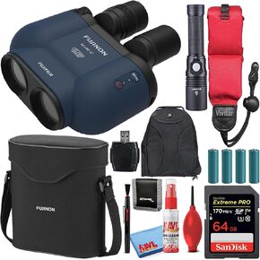 Fujifilm Fujinon 14x40 TSX1440 Techno-Stabi Image-Stabilized Binoculars (Navy Blue) (16804721) Bundle with SanDisk 64GB Extreme PRO SD Card + Flashlight + Backpack + Floating Strap + Cleaning Kit in Kuwait