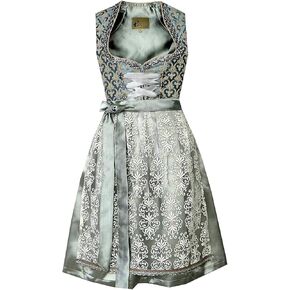 Authentic Oktoberfest Bavarian Dress Women's German Dirndl Dress Silver Blue Costumes Halloween Size 4-16