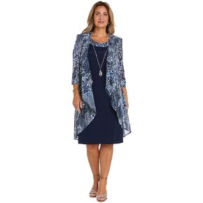 R&M Richards 2PC Formal Daytime Printed Flyaway Jacket & Sheath Dress