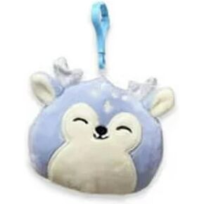 Squishmallow الرسمية Kellytoy 3.5 بوصة مشبك على حقيبة المفاتيح حقيبة الظهر مقاطع وسادة قابلة للجمع الحيوانات (Farryn Deer Fawn)