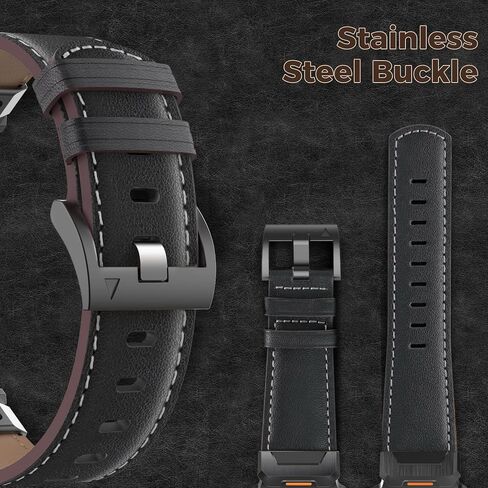 سوار من الجلد الأصلي متوافق مع Samsung Galaxy Watch Ultra Bands 47mm (2024) للرجال والنساء، حزام متين واسع بدون فجوة مع موصلات من الفولاذ المقاوم للصدأ بنقرة واحدة لساعة Samsung Galaxy Watch Ultra in Kuwait