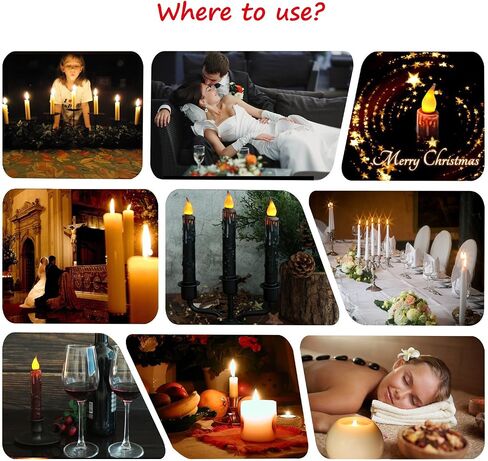 CVHOMEDECO. Real Wax Hand Dipped Battery Operated LED Timer Taper Candles Country Primitive Flameless Lights Décor, 4-3/4 Inch, Matt Black, 2 PCS in a Package in Saudi Arabia