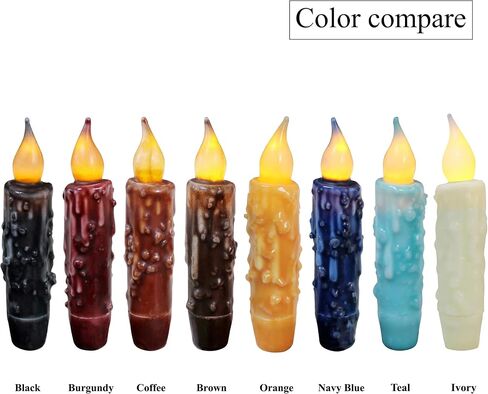 CVHOMEDECO. Real Wax Hand Dipped Battery Operated LED Timer Taper Candles Country Primitive Flameless Lights Décor, 4-3/4 Inch, Matt Black, 2 PCS in a Package in Saudi Arabia