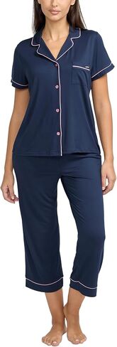 طقم بيجامة نسائي من BCBGMAXAZRIA بياقة قصيرة الأكمام مع بنطال in Kuwait