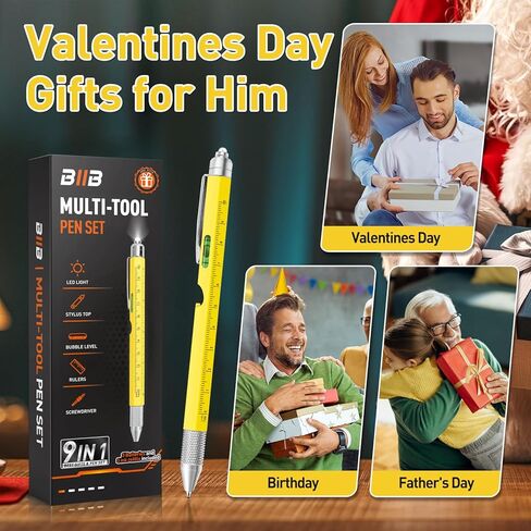 BIIB Birthday Gifts for Men, 9 in 1 Multitool Pen Gifts for Men, Stocking Stuffers for Adults Men, Mens Gifts for Dad Husband, Dad Gifts for Him, Gifts for Men Who Have Everything, Tools for Men in Kuwait