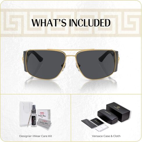 Versace VE2163 Rectangle Sunglasses For Men For Women + BUNDLE with Designer iWear Complimentary Eyewear Care Kit in Saudi Arabia