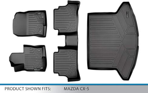 سجادات أرضية SMARTLINER مخصصة مكونة من صفين وبطانة حمولة باللون الأسود متوافقة مع 2017-2025 Mazda CX-5 in Saudi Arabia