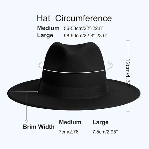 Wide Brim Fedora Hats for Women & Men Classic Dress Panama Hat Adjustable Felt Hat with Band in Saudi Arabia