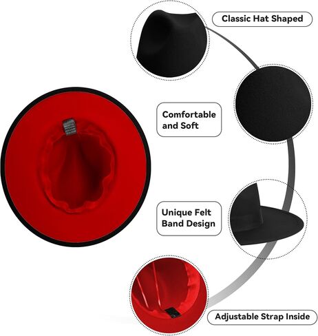 Wide Brim Fedora Hats for Women & Men Classic Dress Panama Hat Adjustable Felt Hat with Band in Saudi Arabia