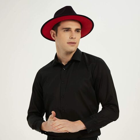 Wide Brim Fedora Hats for Women & Men Classic Dress Panama Hat Adjustable Felt Hat with Band in Saudi Arabia